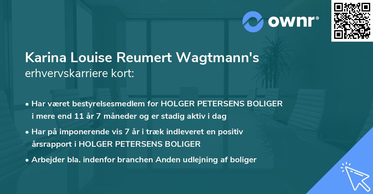 Karina Louise Reumert Wagtmann's erhvervskarriere kort