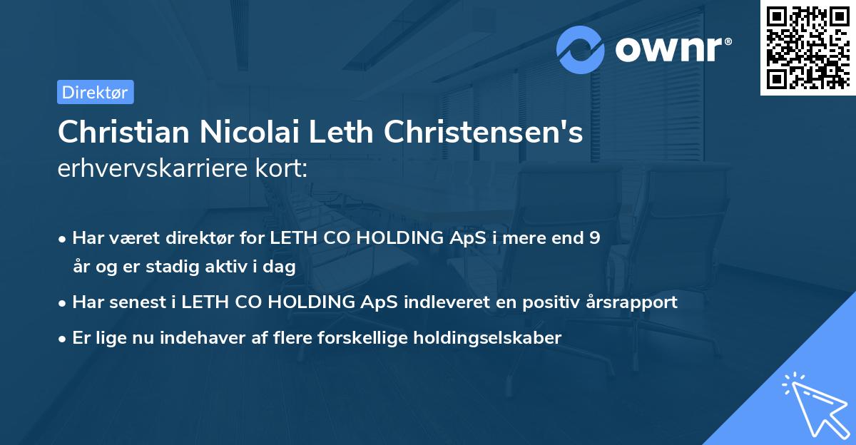 Christian Nicolai Leth Christensen's erhvervskarriere kort