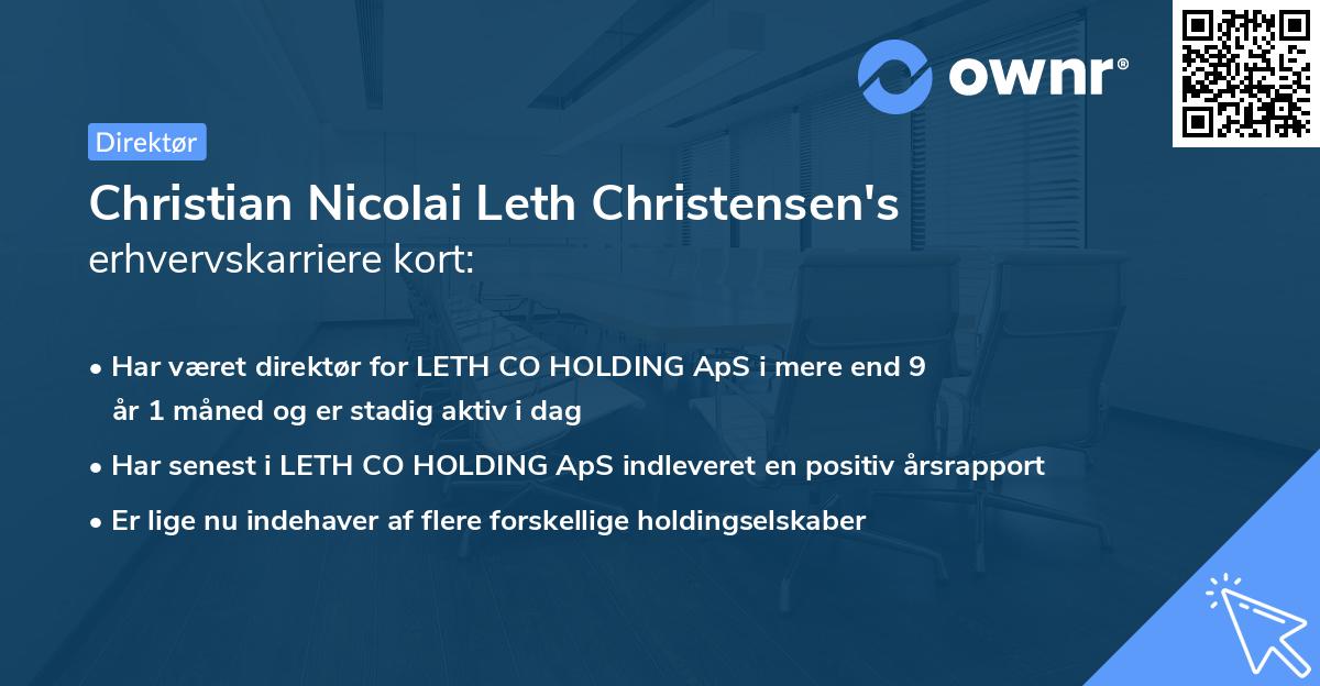 Christian Nicolai Leth Christensen's erhvervskarriere kort