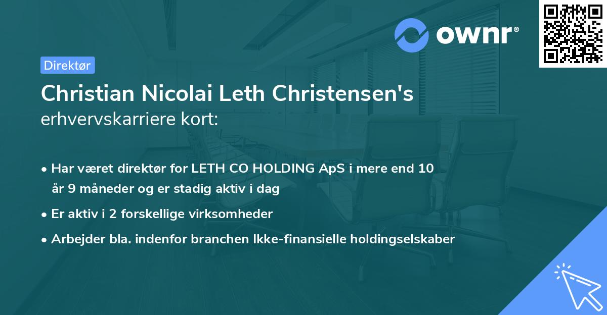 Christian Nicolai Leth Christensen's erhvervskarriere kort