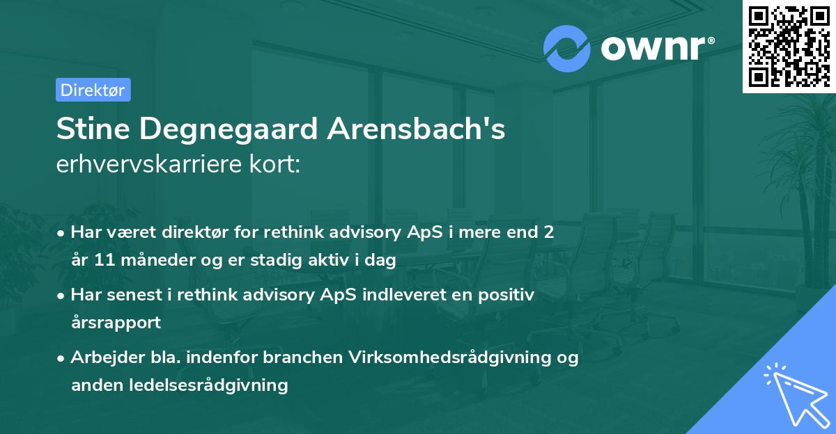 Stine Degnegaard Arensbach's erhvervskarriere kort