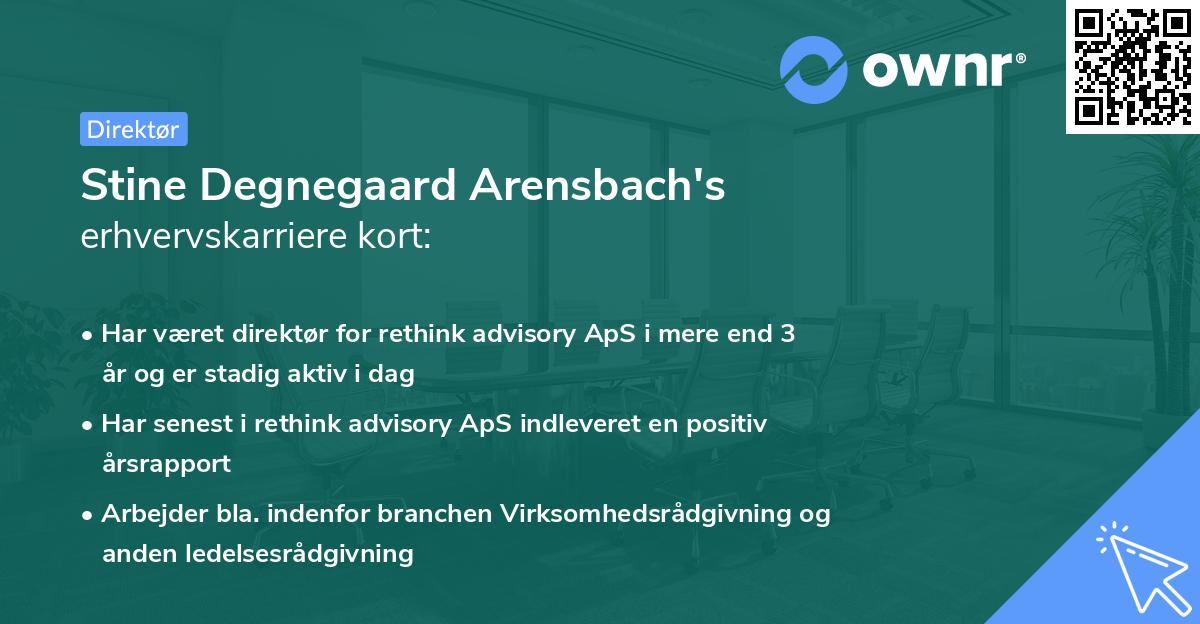 Stine Degnegaard Arensbach's erhvervskarriere kort