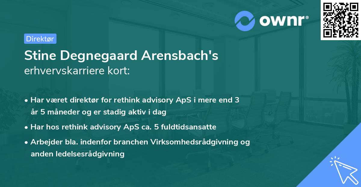 Stine Degnegaard Arensbach's erhvervskarriere kort