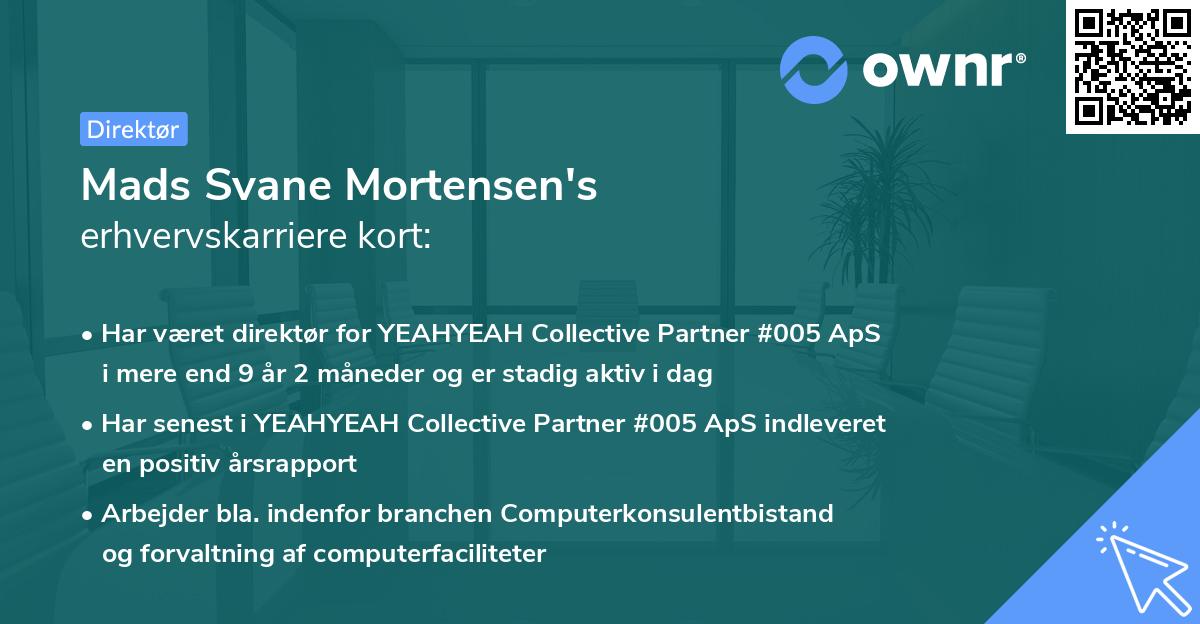 Mads Svane Mortensen's erhvervskarriere kort