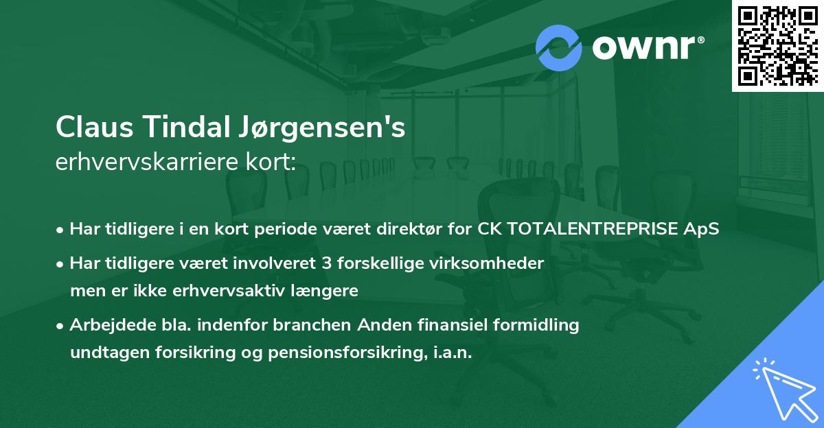Claus Tindal Jørgensen's erhvervskarriere kort