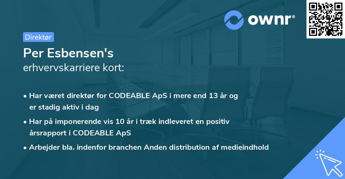 Per Esbensen's erhvervskarriere kort