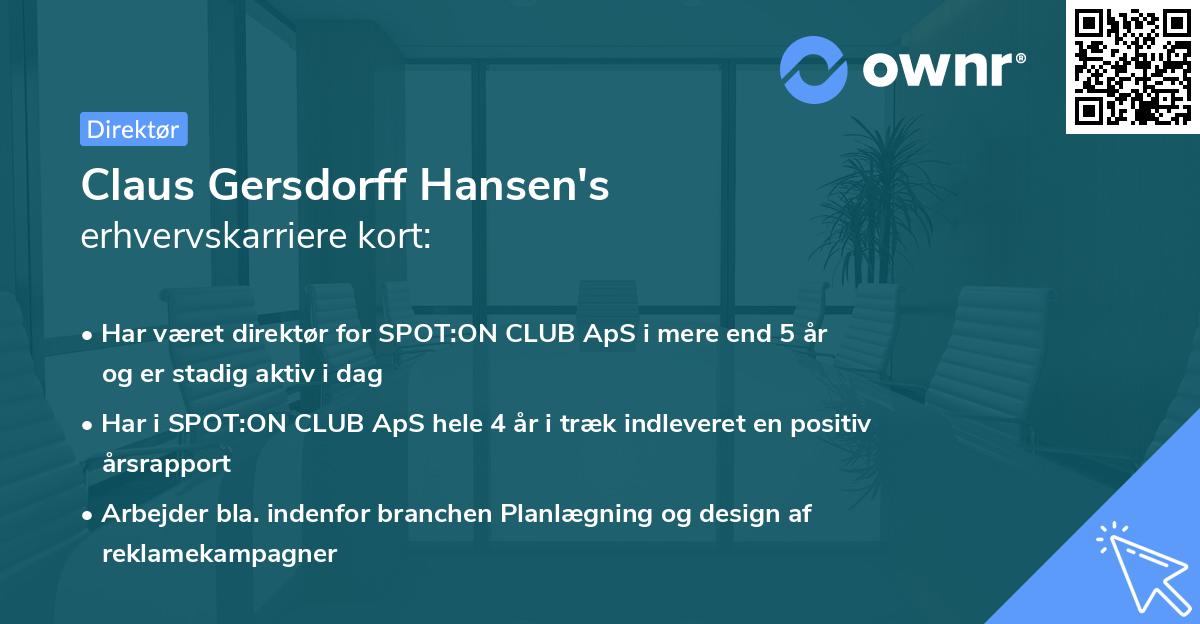 Claus Gersdorff Hansen's erhvervskarriere kort