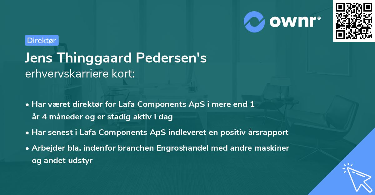 Jens Thinggaard Pedersen's erhvervskarriere kort