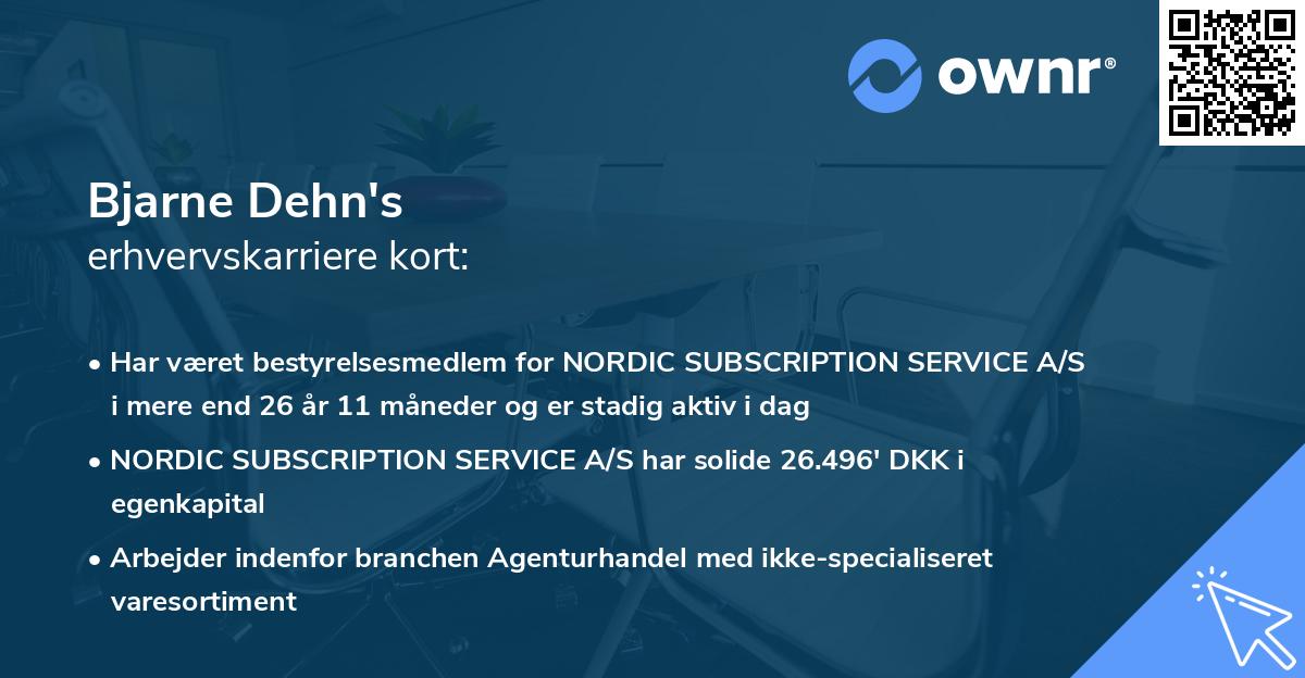 Bjarne Dehn's erhvervskarriere kort