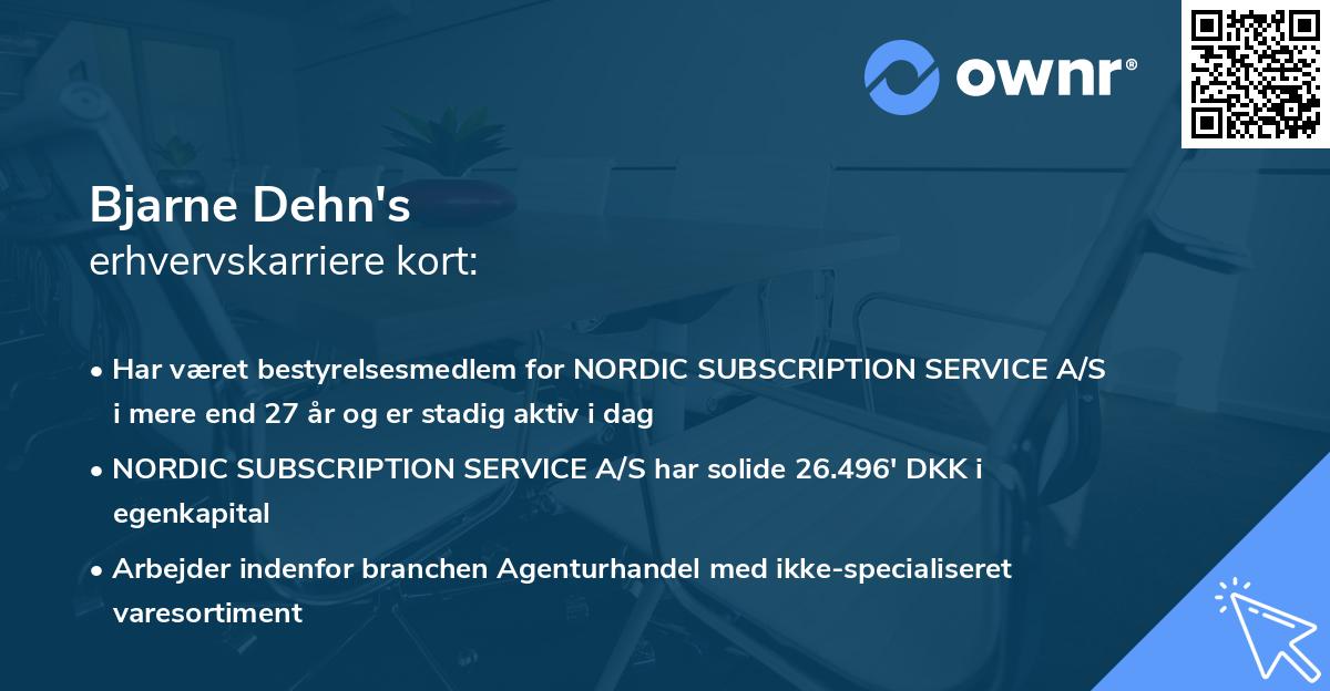 Bjarne Dehn's erhvervskarriere kort