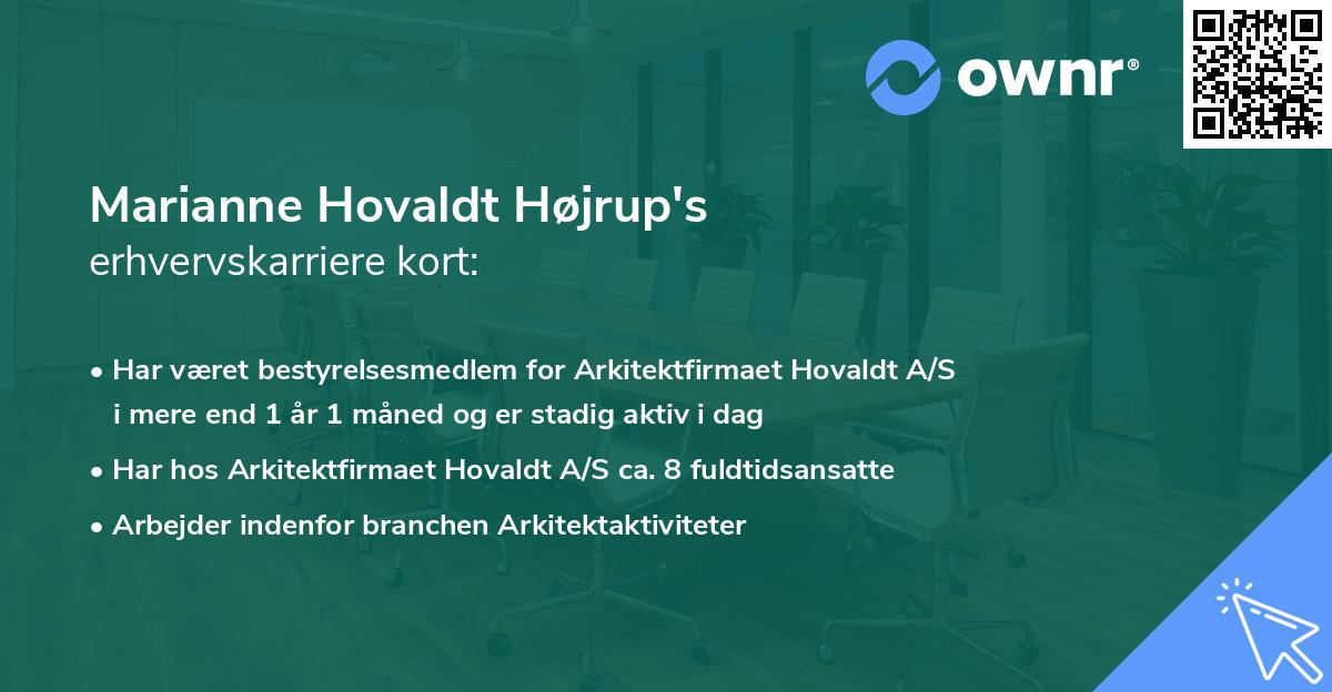 Marianne Hovaldt Højrup's erhvervskarriere kort