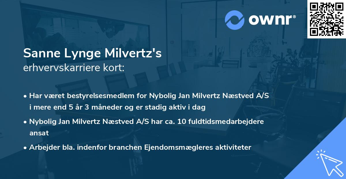 Sanne Lynge Milvertz's erhvervskarriere kort