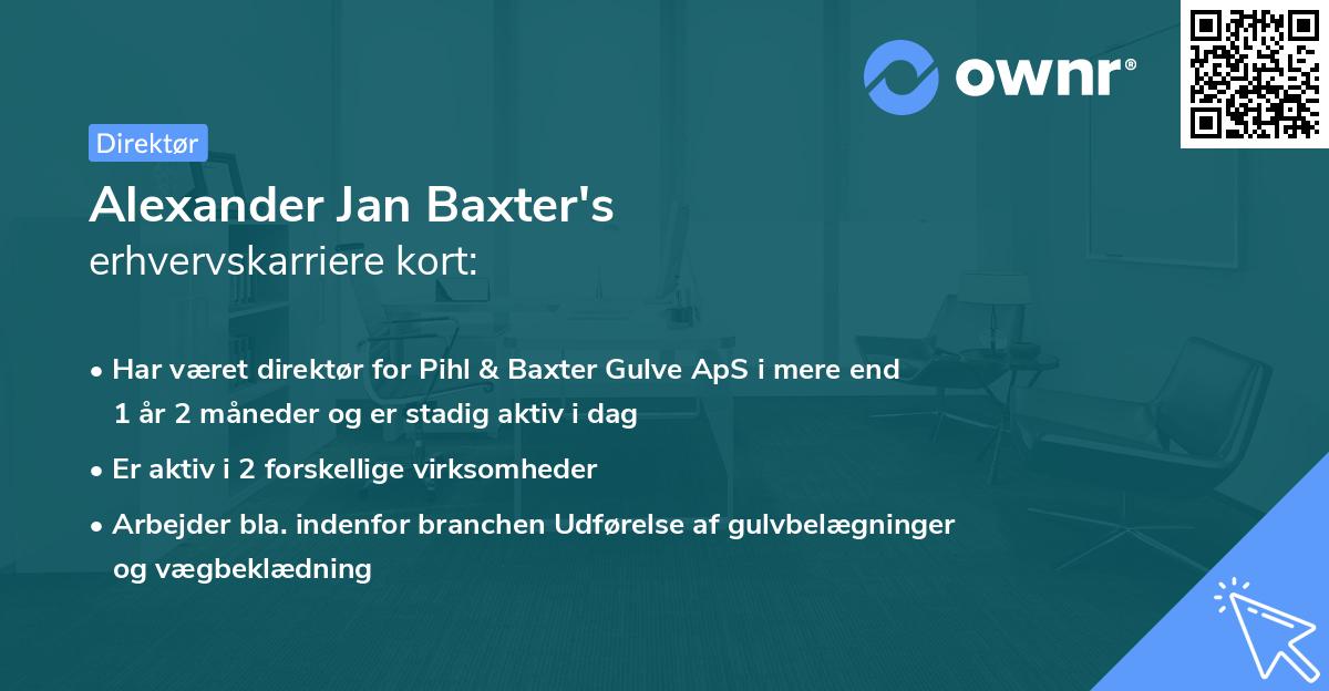 Alexander Jan Baxter's erhvervskarriere kort