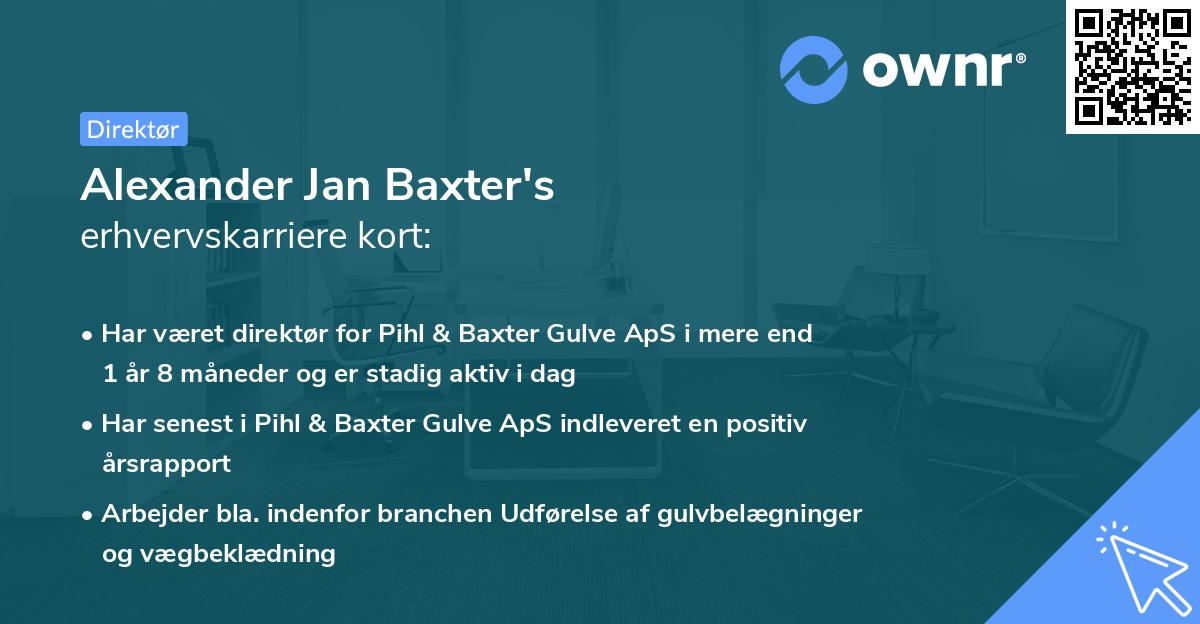 Alexander Jan Baxter's erhvervskarriere kort