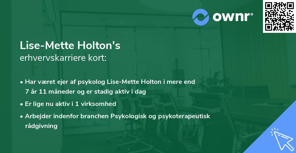 Lise-Mette Holton's erhvervskarriere kort