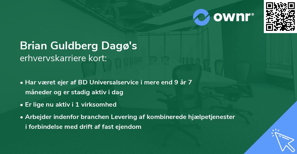 Brian Guldberg Dagø's erhvervskarriere kort