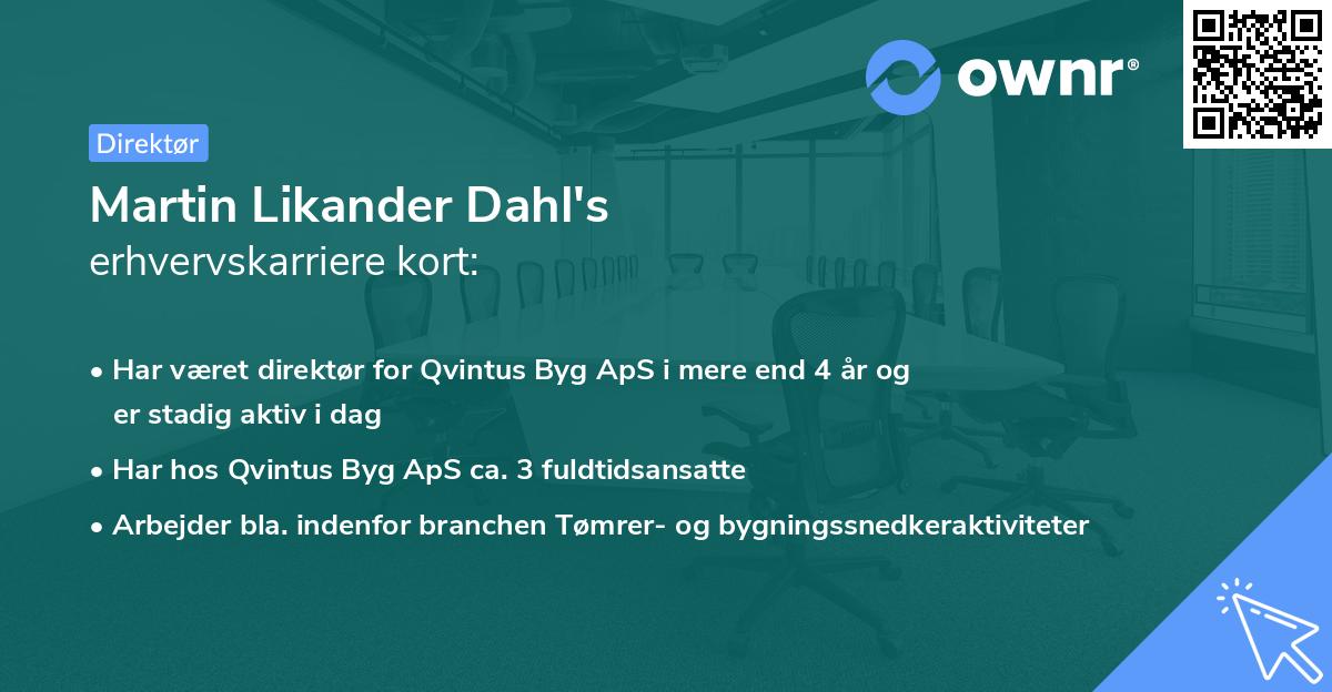 Martin Likander Dahl's erhvervskarriere kort