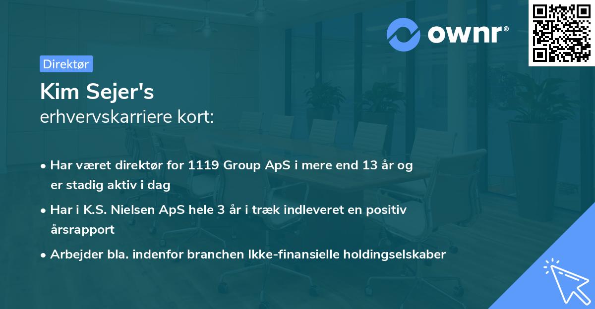 Kim Sejer's erhvervskarriere kort