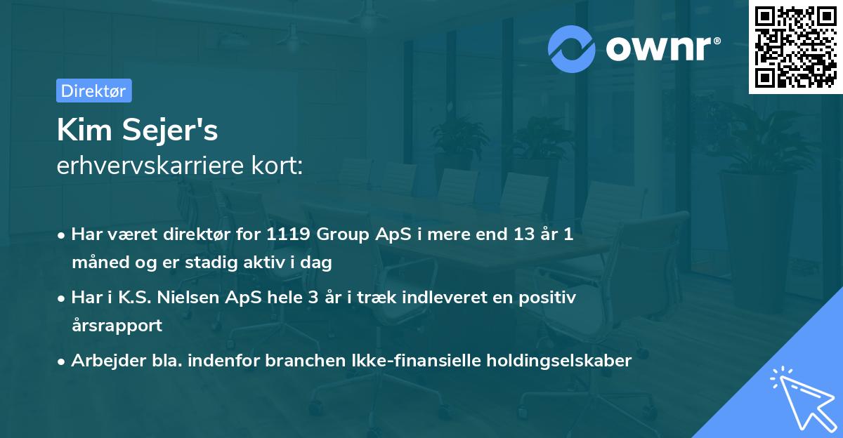 Kim Sejer's erhvervskarriere kort