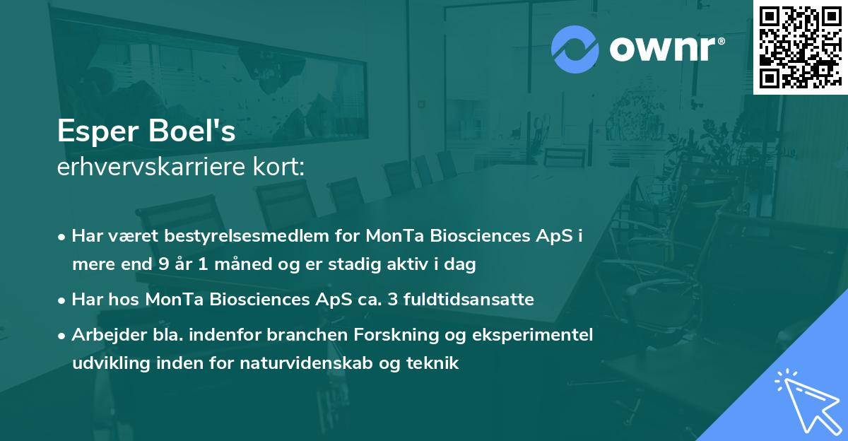Esper Boel's erhvervskarriere kort