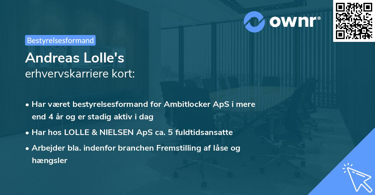 Andreas Lolle's erhvervskarriere kort