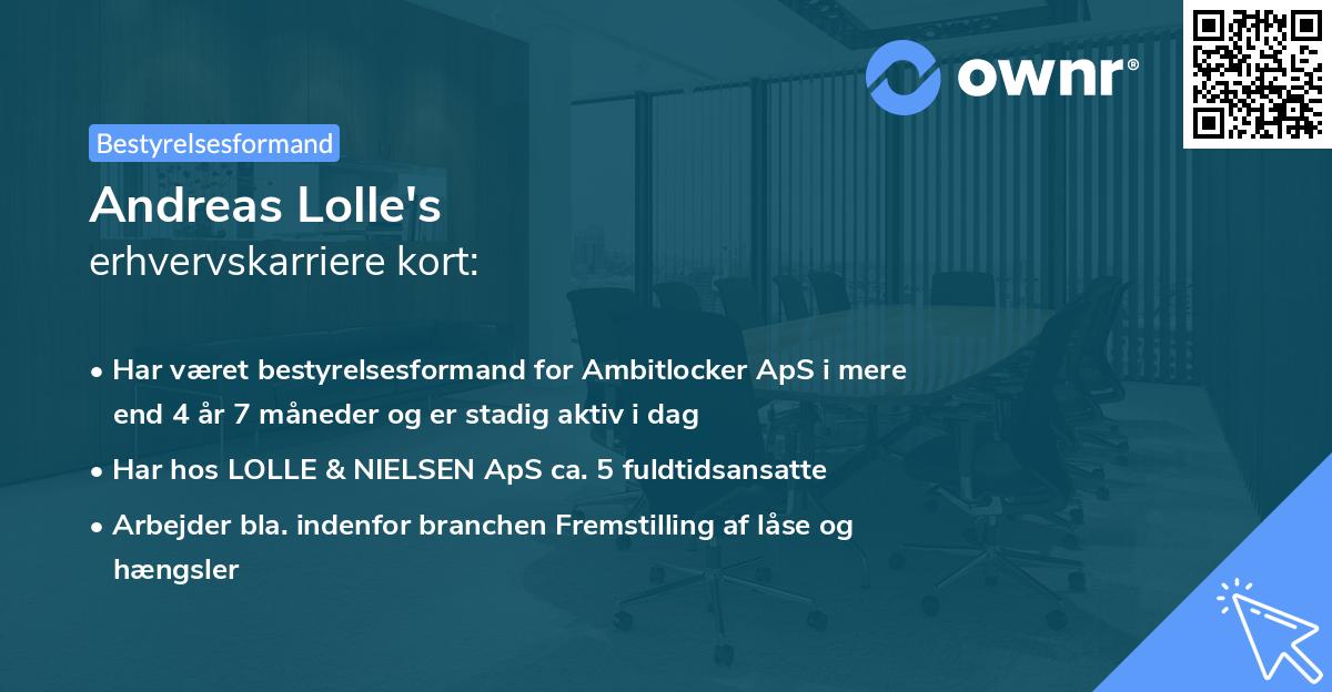 Andreas Lolle's erhvervskarriere kort