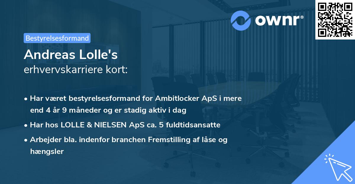 Andreas Lolle's erhvervskarriere kort