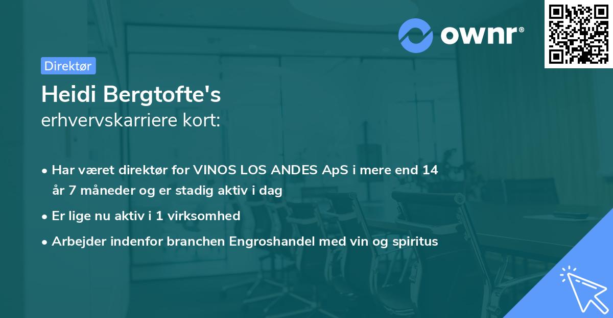 Heidi Bergtofte's erhvervskarriere kort