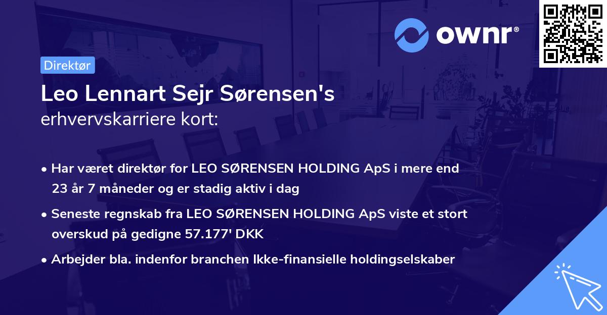 Leo Lennart Sejr Sørensen's erhvervskarriere kort