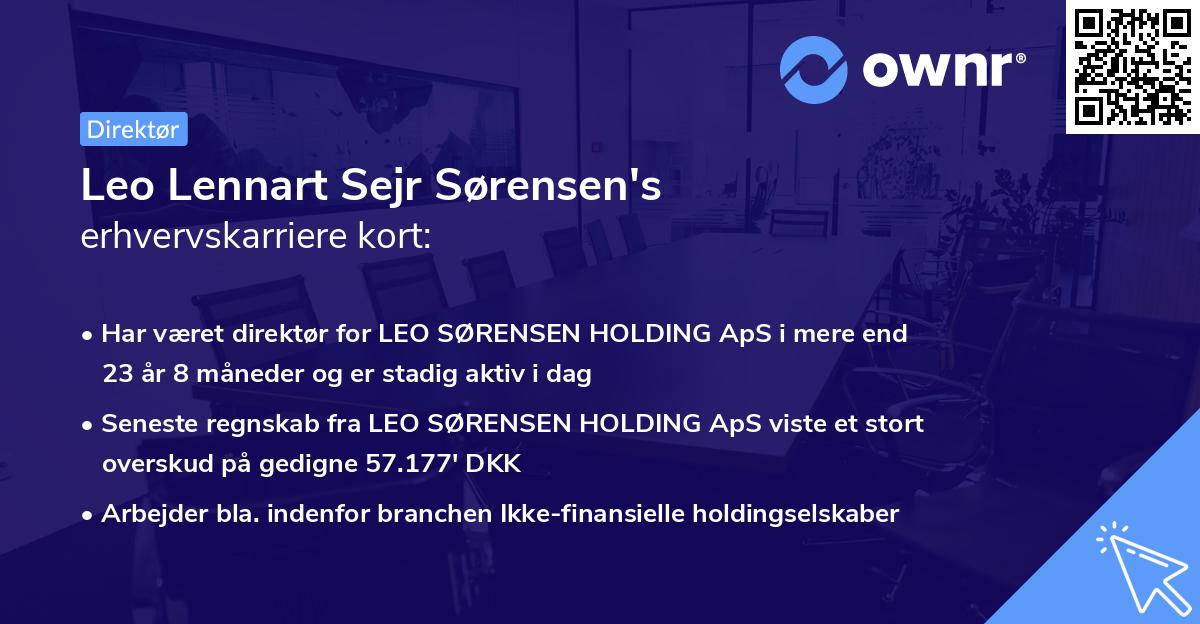 Leo Lennart Sejr Sørensen's erhvervskarriere kort