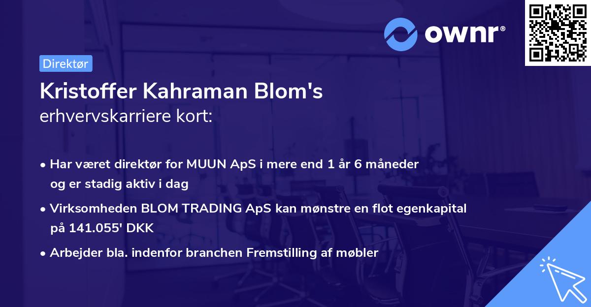 Kristoffer Kahraman Blom's erhvervskarriere kort