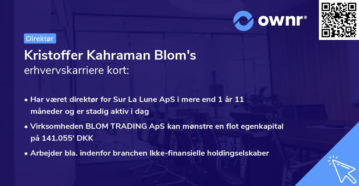 Kristoffer Kahraman Blom's erhvervskarriere kort