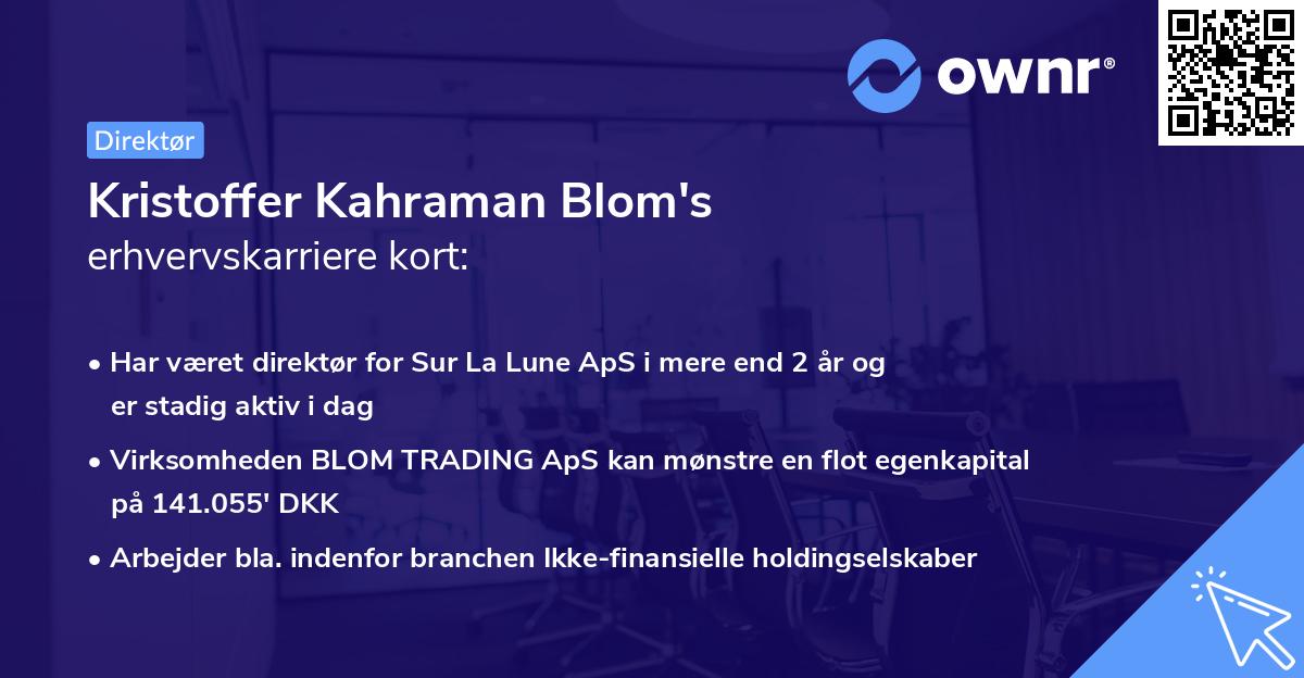 Kristoffer Kahraman Blom's erhvervskarriere kort
