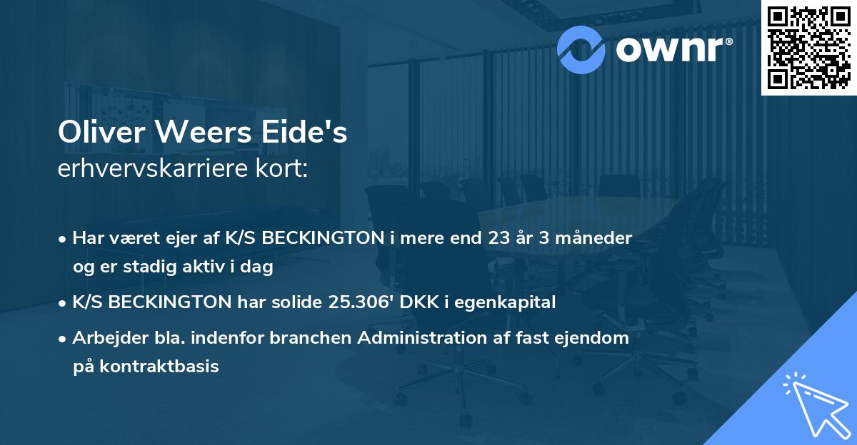 Oliver Weers Eide's erhvervskarriere kort