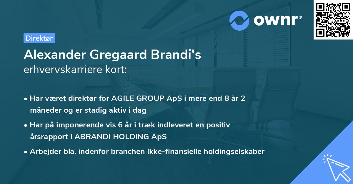 Alexander Gregaard Brandi's erhvervskarriere kort
