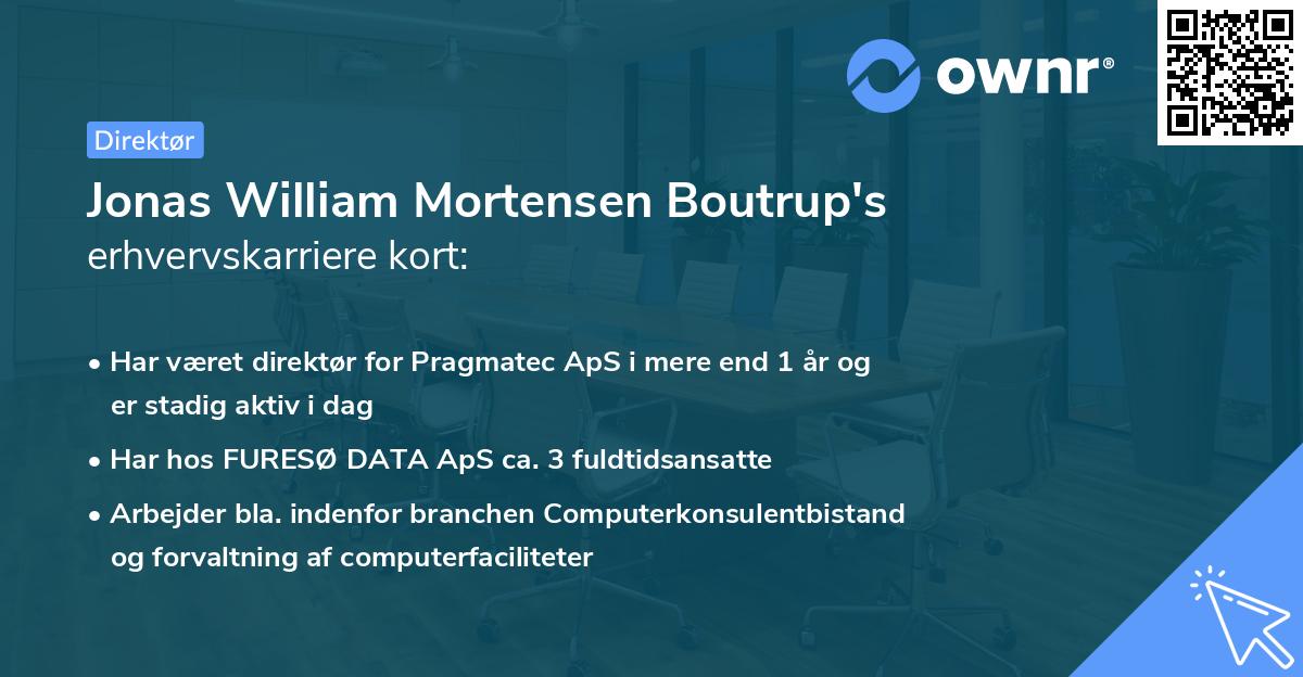 Jonas William Mortensen Boutrup's erhvervskarriere kort