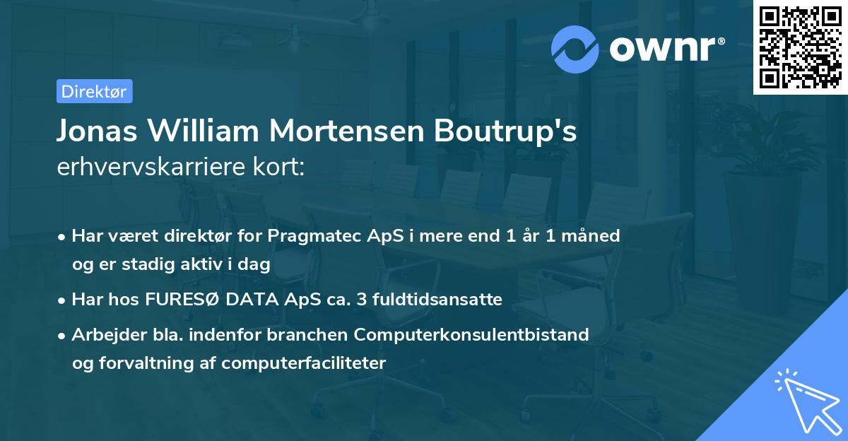 Jonas William Mortensen Boutrup's erhvervskarriere kort