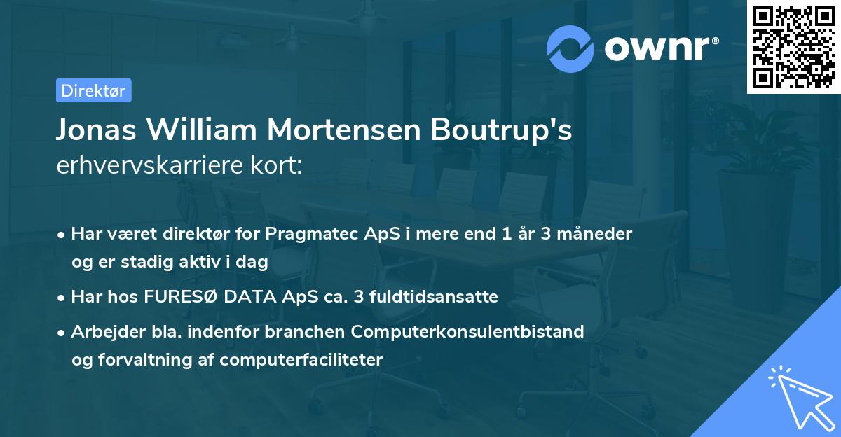 Jonas William Mortensen Boutrup's erhvervskarriere kort