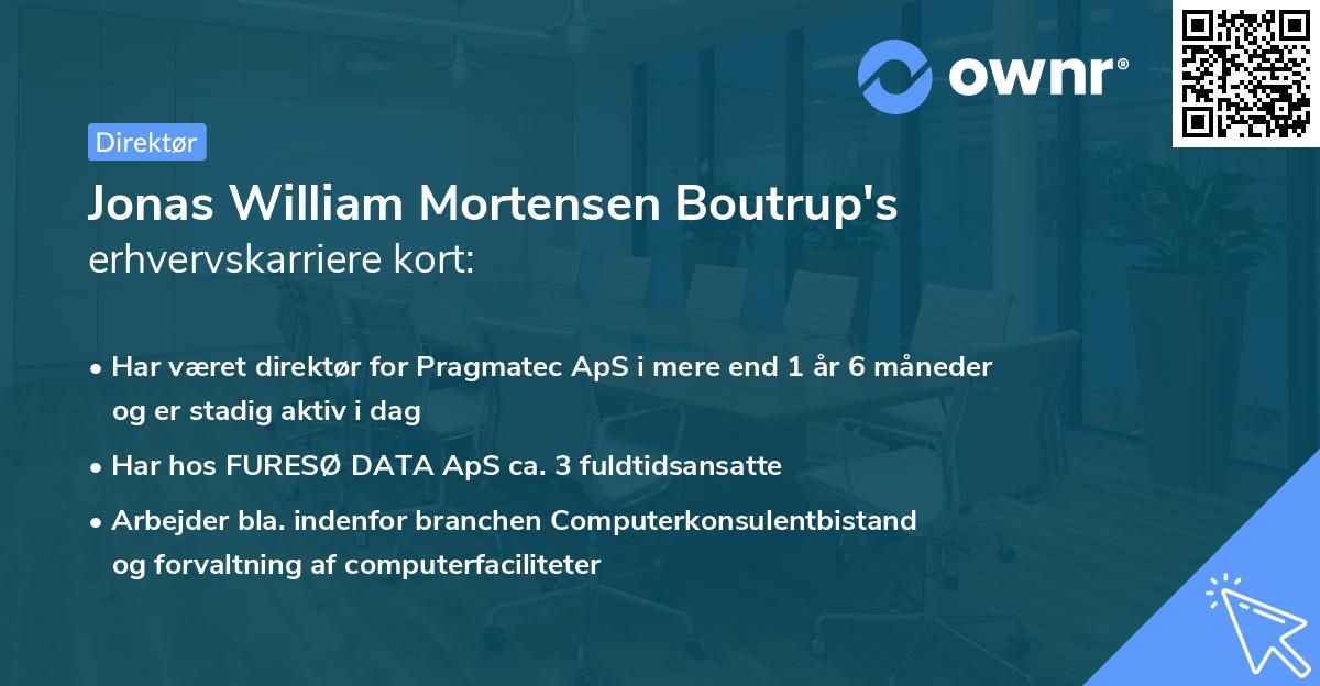 Jonas William Mortensen Boutrup's erhvervskarriere kort