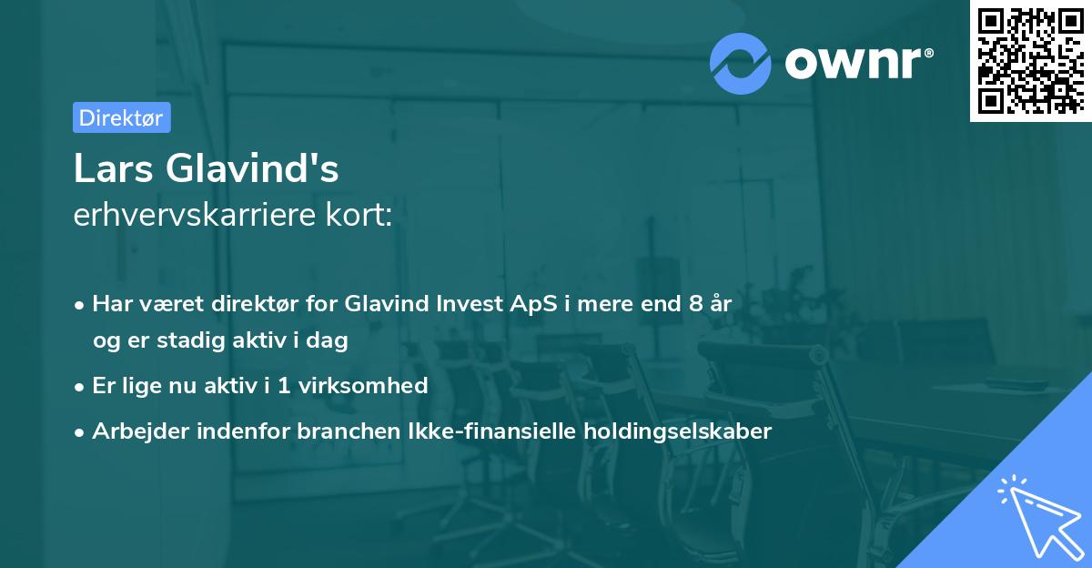 Lars Glavind's erhvervskarriere kort