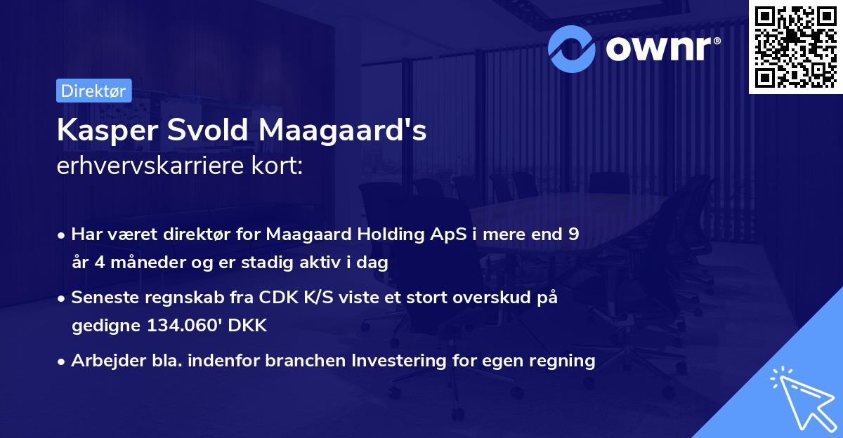 Kasper Svold Maagaard's erhvervskarriere kort