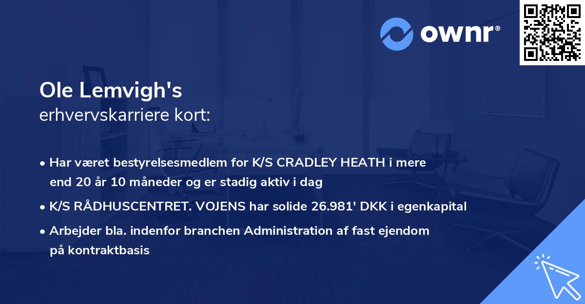 Ole Lemvigh's erhvervskarriere kort