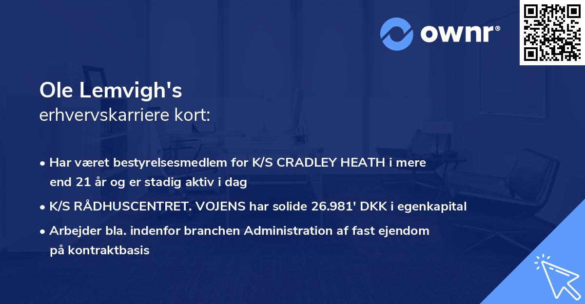 Ole Lemvigh's erhvervskarriere kort