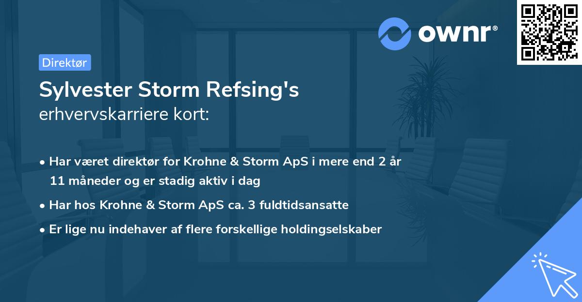 Sylvester Storm Refsing's erhvervskarriere kort