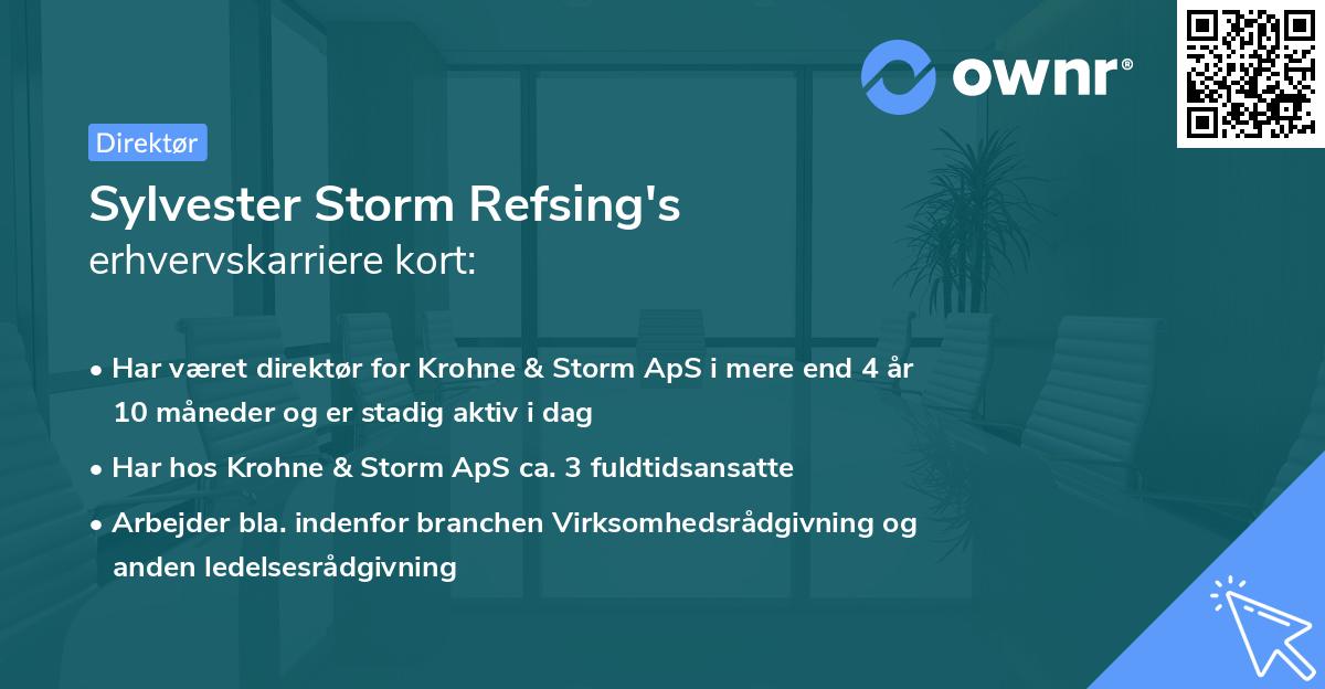 Sylvester Storm Refsing's erhvervskarriere kort