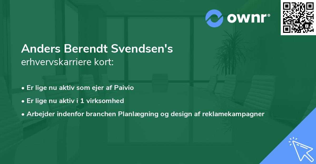 Anders Berendt Svendsen's erhvervskarriere kort