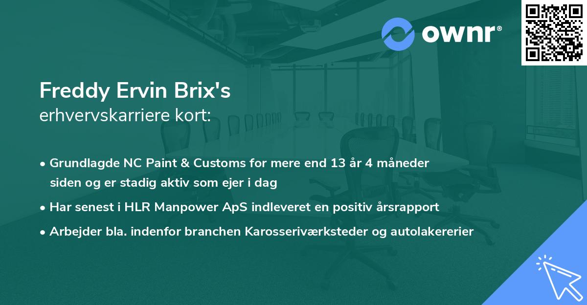 Freddy Ervin Brix's erhvervskarriere kort