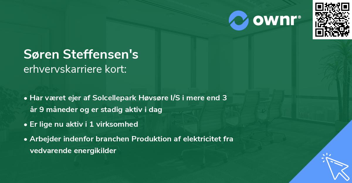 Søren Steffensen's erhvervskarriere kort
