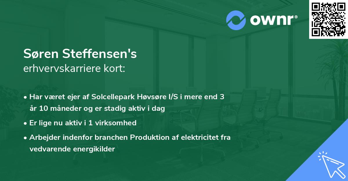 Søren Steffensen's erhvervskarriere kort