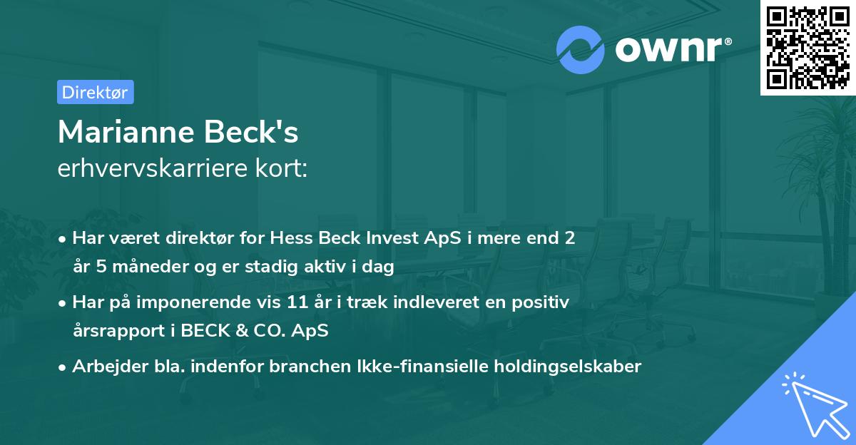 Marianne Beck's erhvervskarriere kort